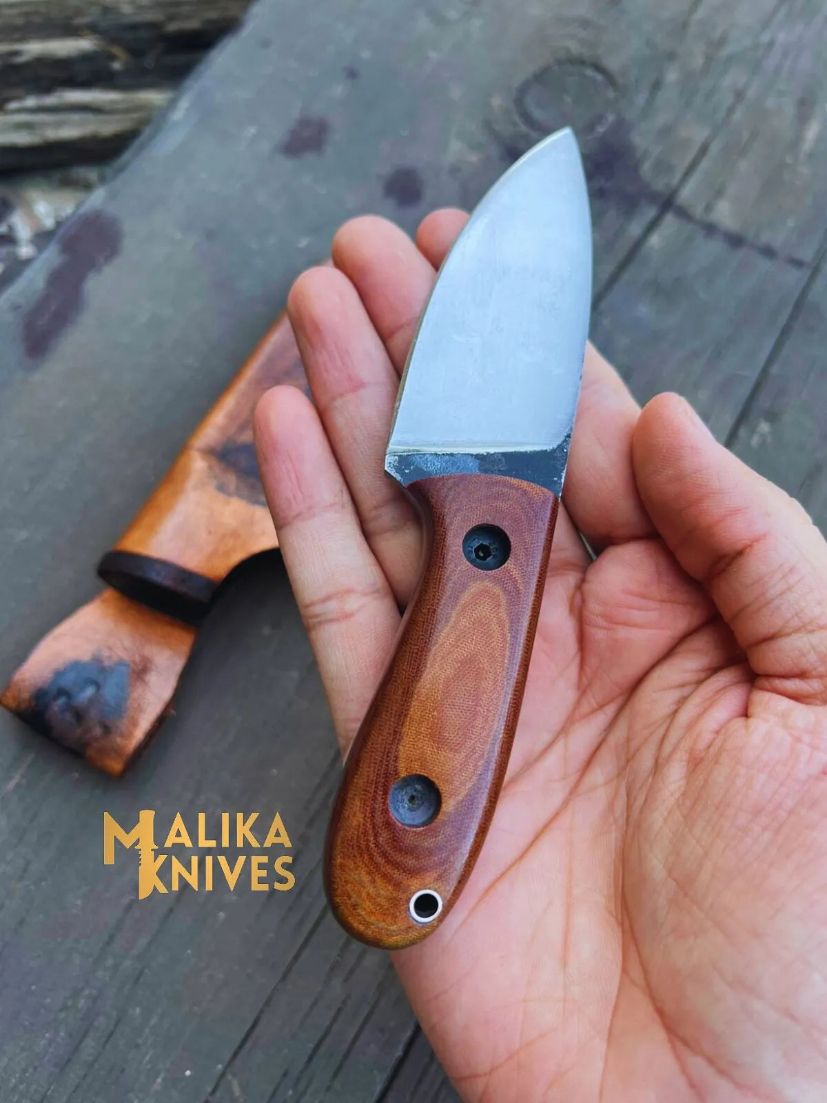 Premium Custom EDC Skinner Knife with Handcrafted Leather Sheath - Razor-Sharp Survival Tool-0023