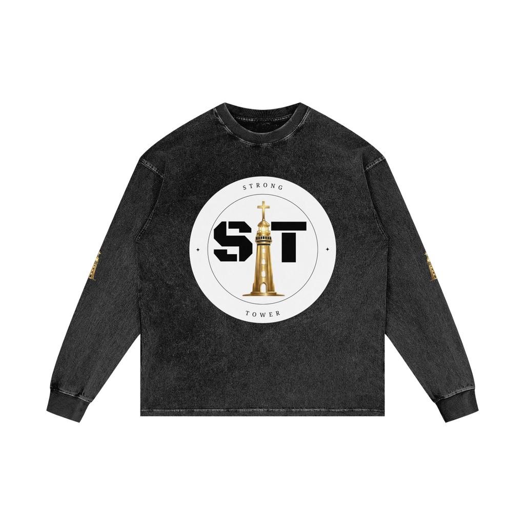 Strong Tower Redeemed  Long Sleeve Tee (Acid Wash Oversize)