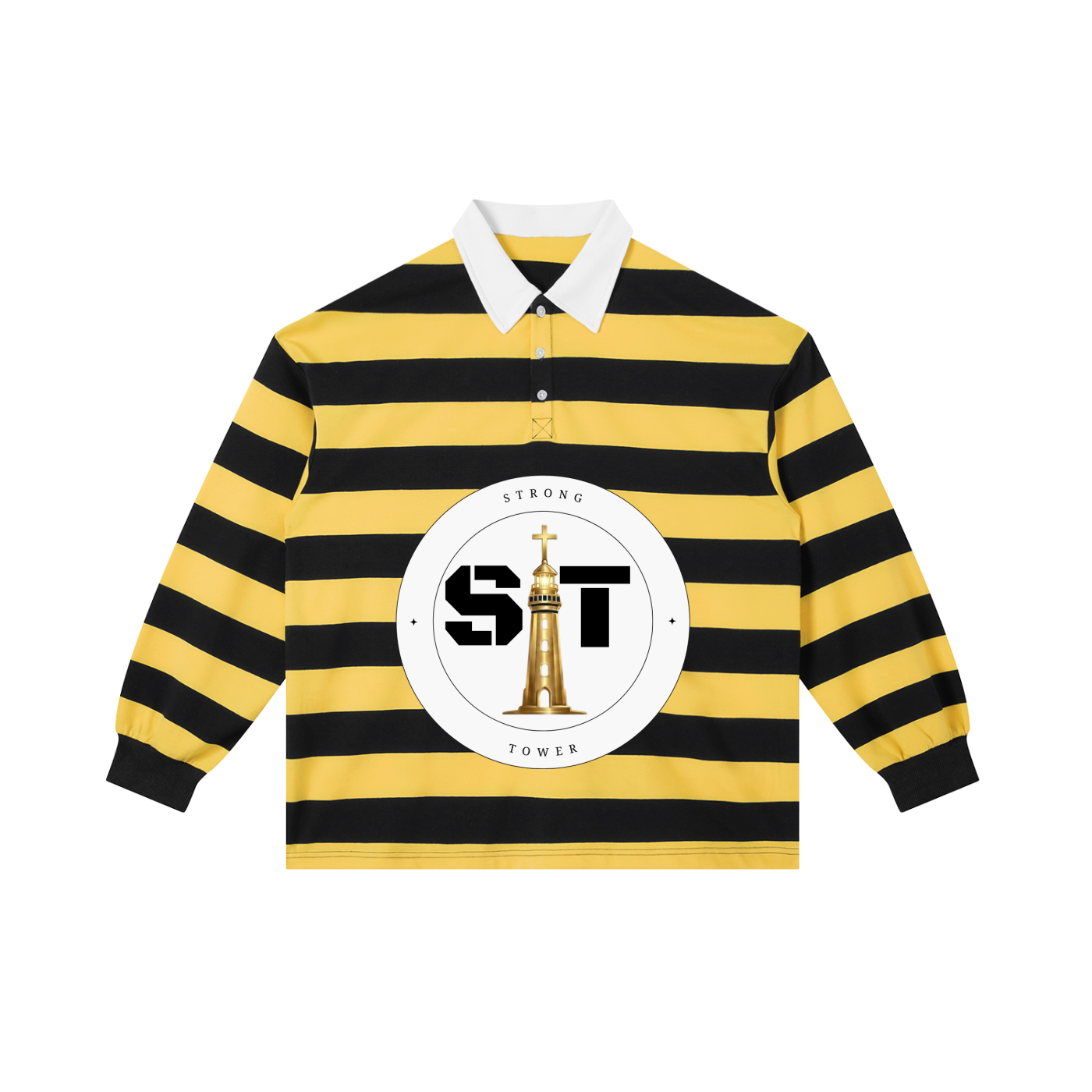 Strong Tower Chosen Color Block Stripe Polo