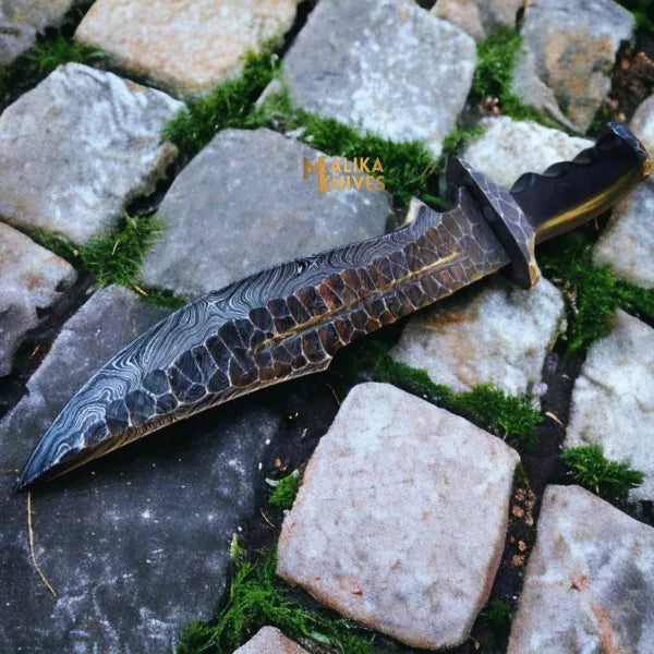 Handforged Damascus Bowie Knife Micarta Handle