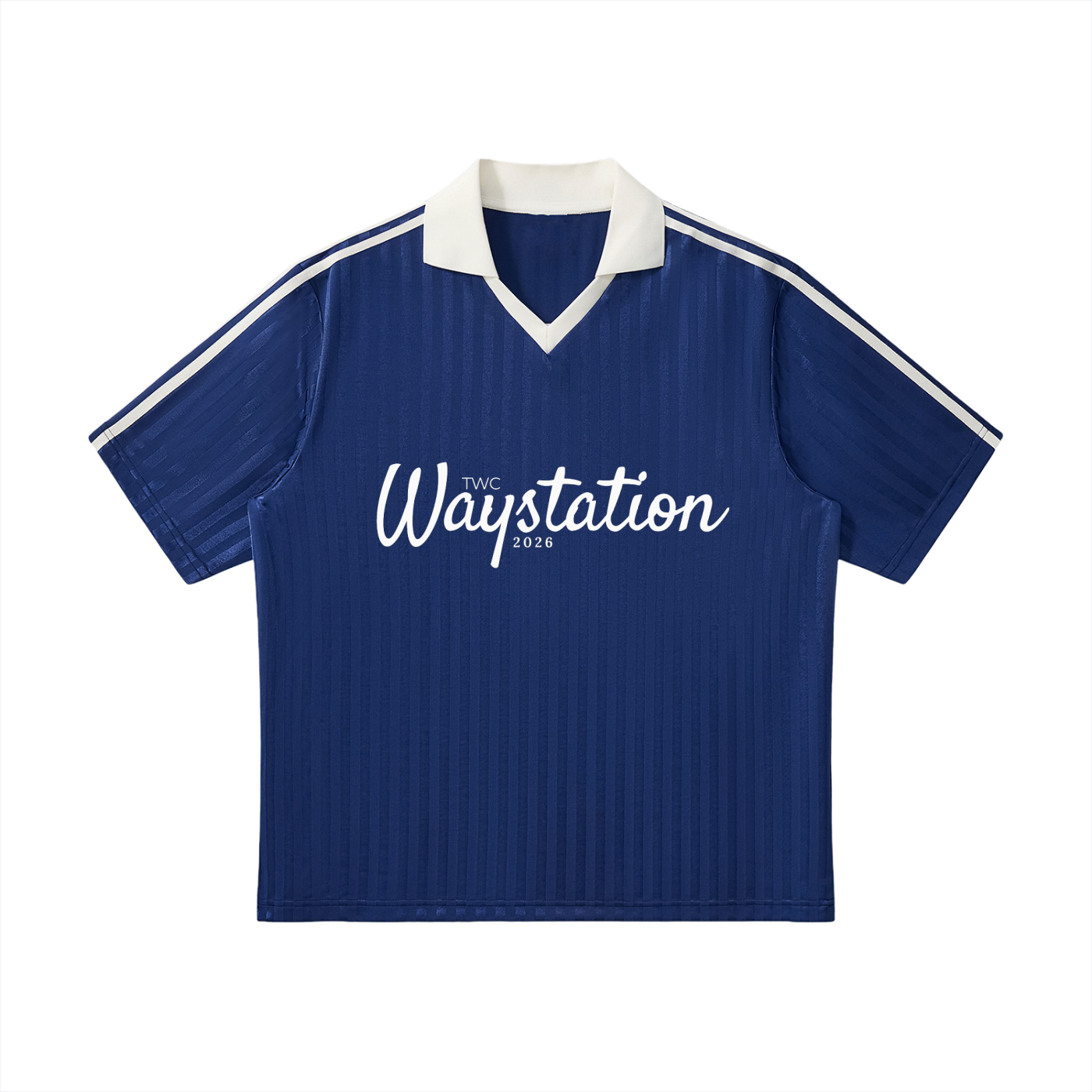 Waystation Original Collar Striped Soccer Jersey-White