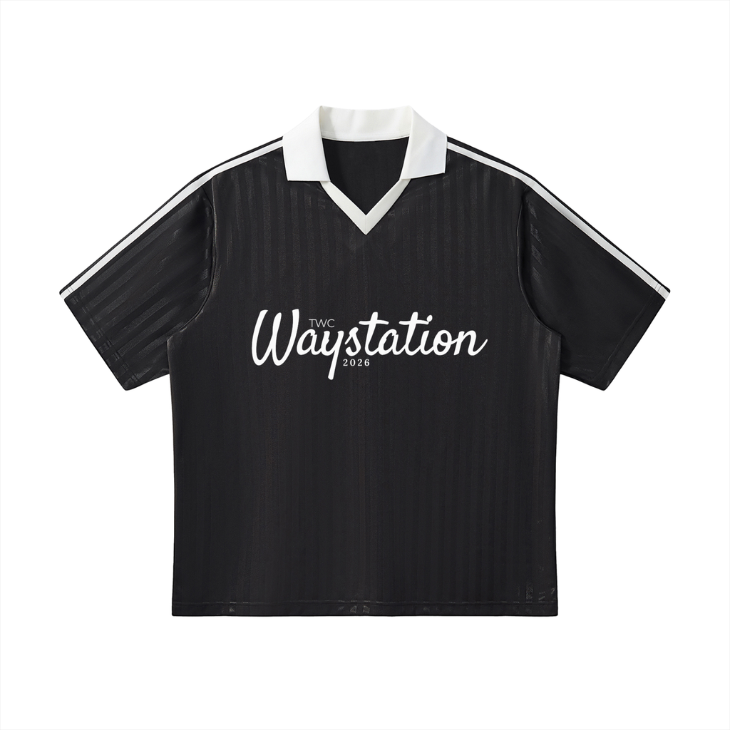 Waystation Original Collar Striped Soccer Jersey-White