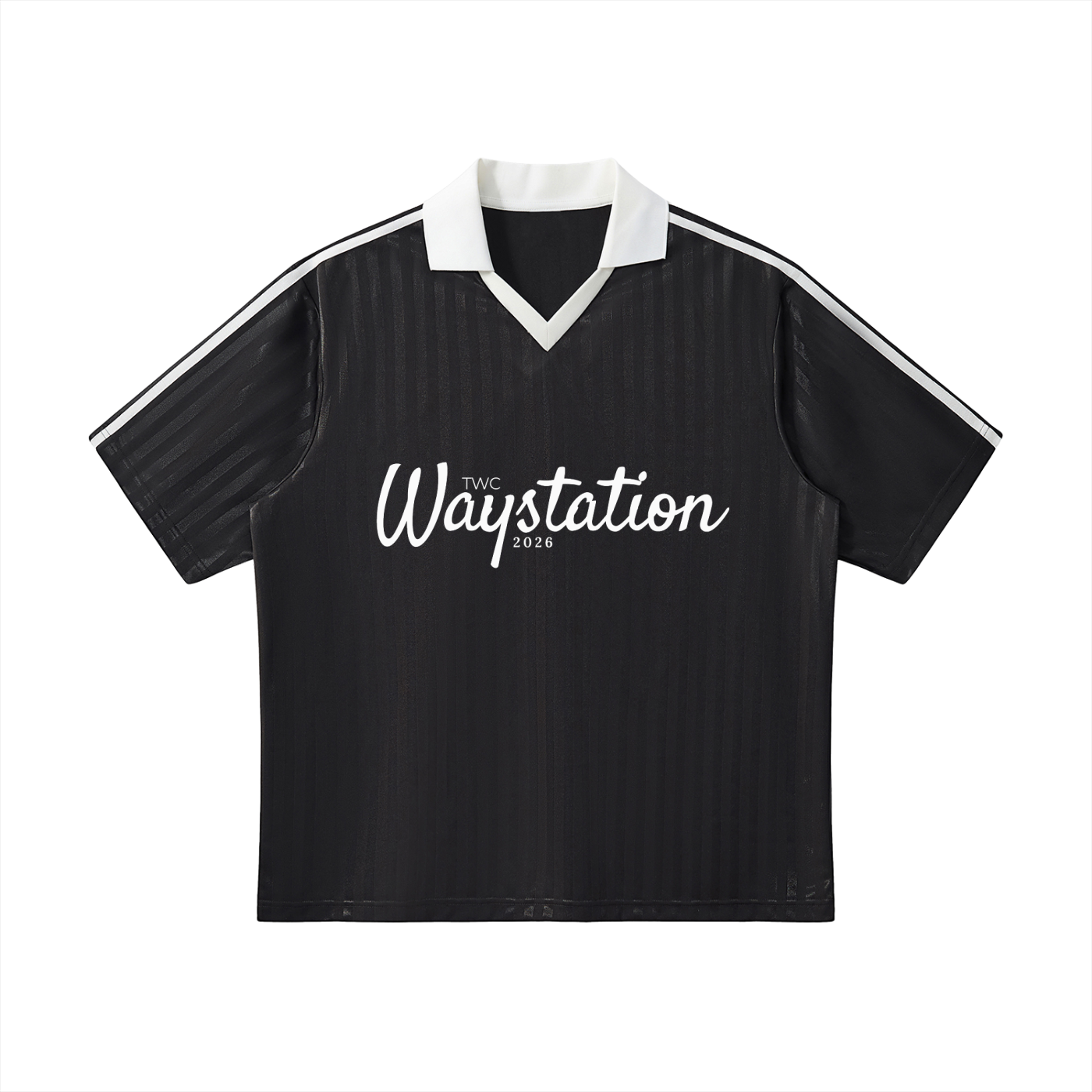 Waystation Original Collar Striped Soccer Jersey-White