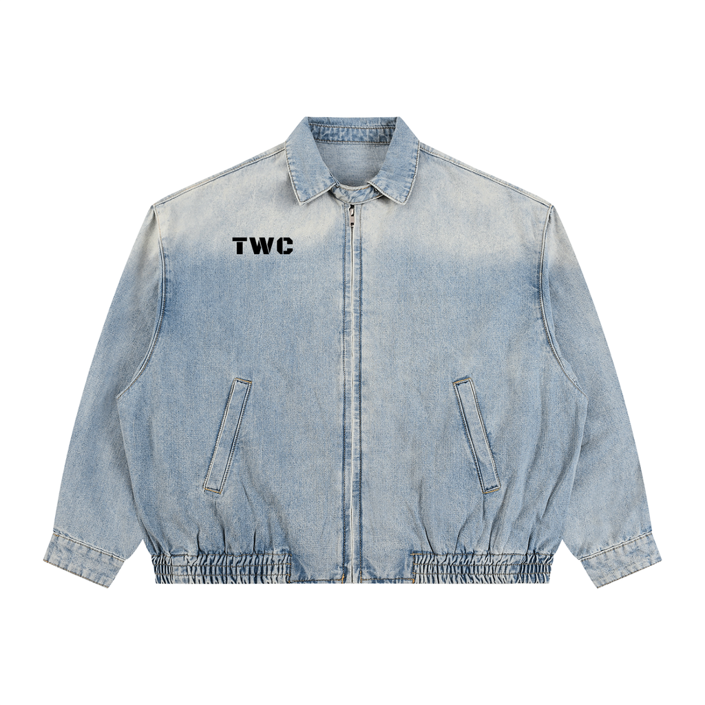 Strong Tower Vintage Wash Full-Zip Denim Trucker Jacket