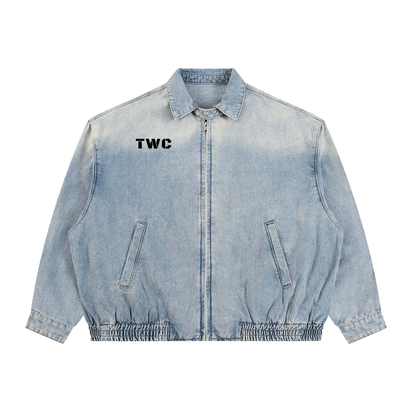 Strong Tower Vintage Wash Full-Zip Denim Trucker Jacket