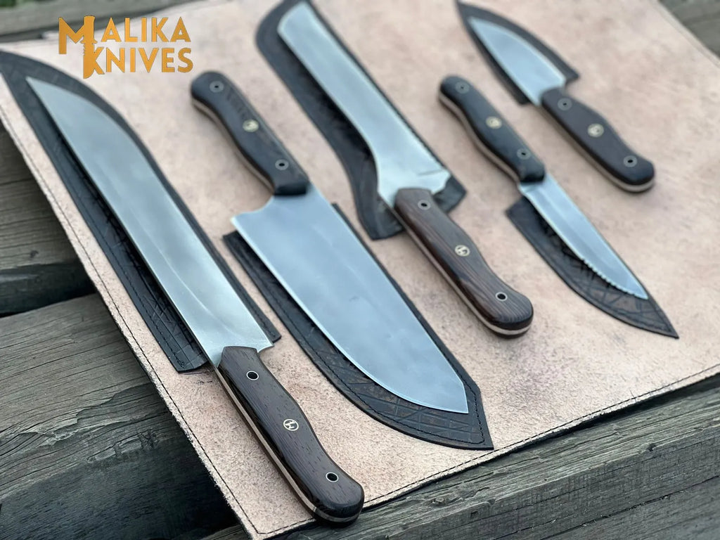 Malika Ultimate Kitchen Knife Set: Premium All-in-One Collection with Custom Leather Carrying Case - Perfect for Home Chefs & Culinary Enthusiasts-0204