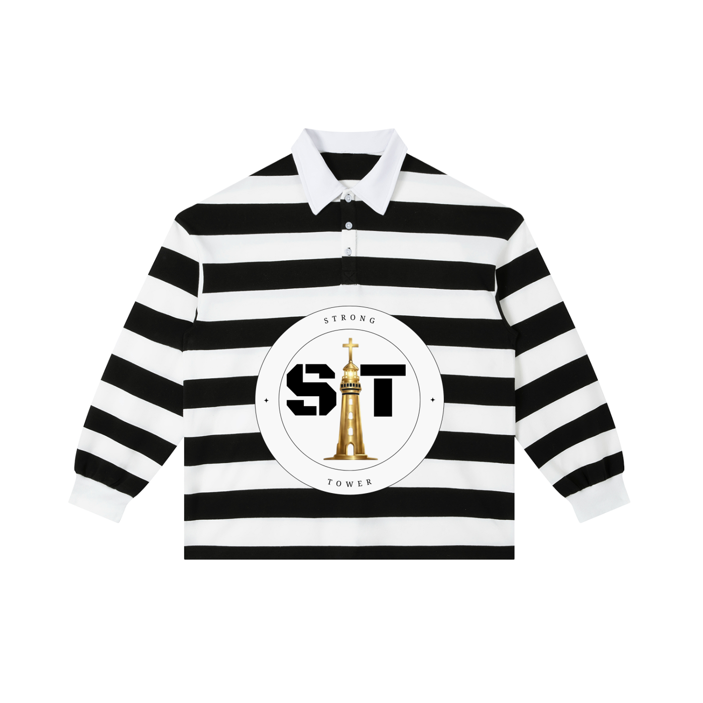 Strong Tower Chosen Color Block Stripe Polo