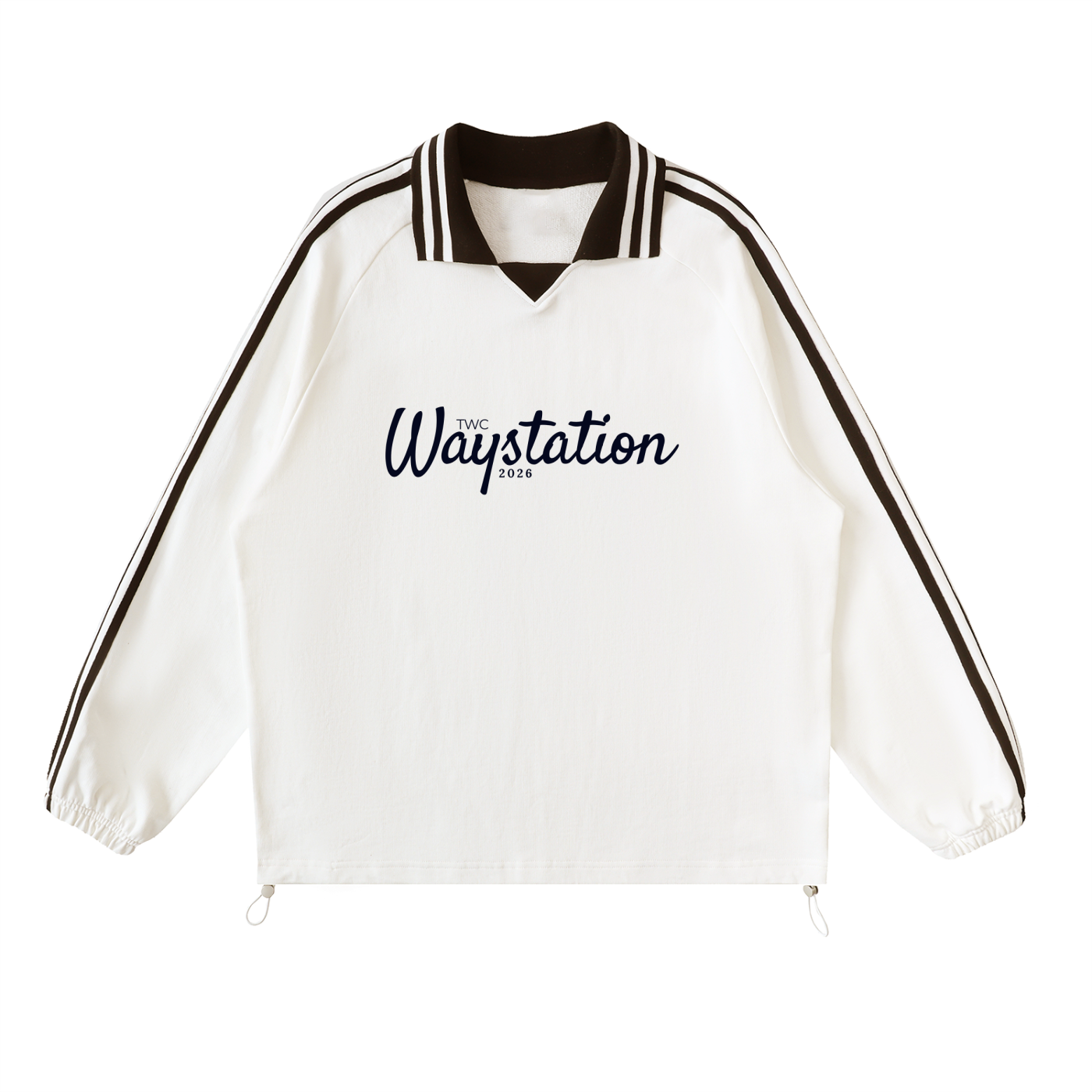 TWC Lapel Collar Sweatshirt- White