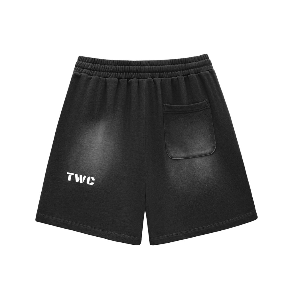 Strong Tower Sun Fade Raw Edge Shorts