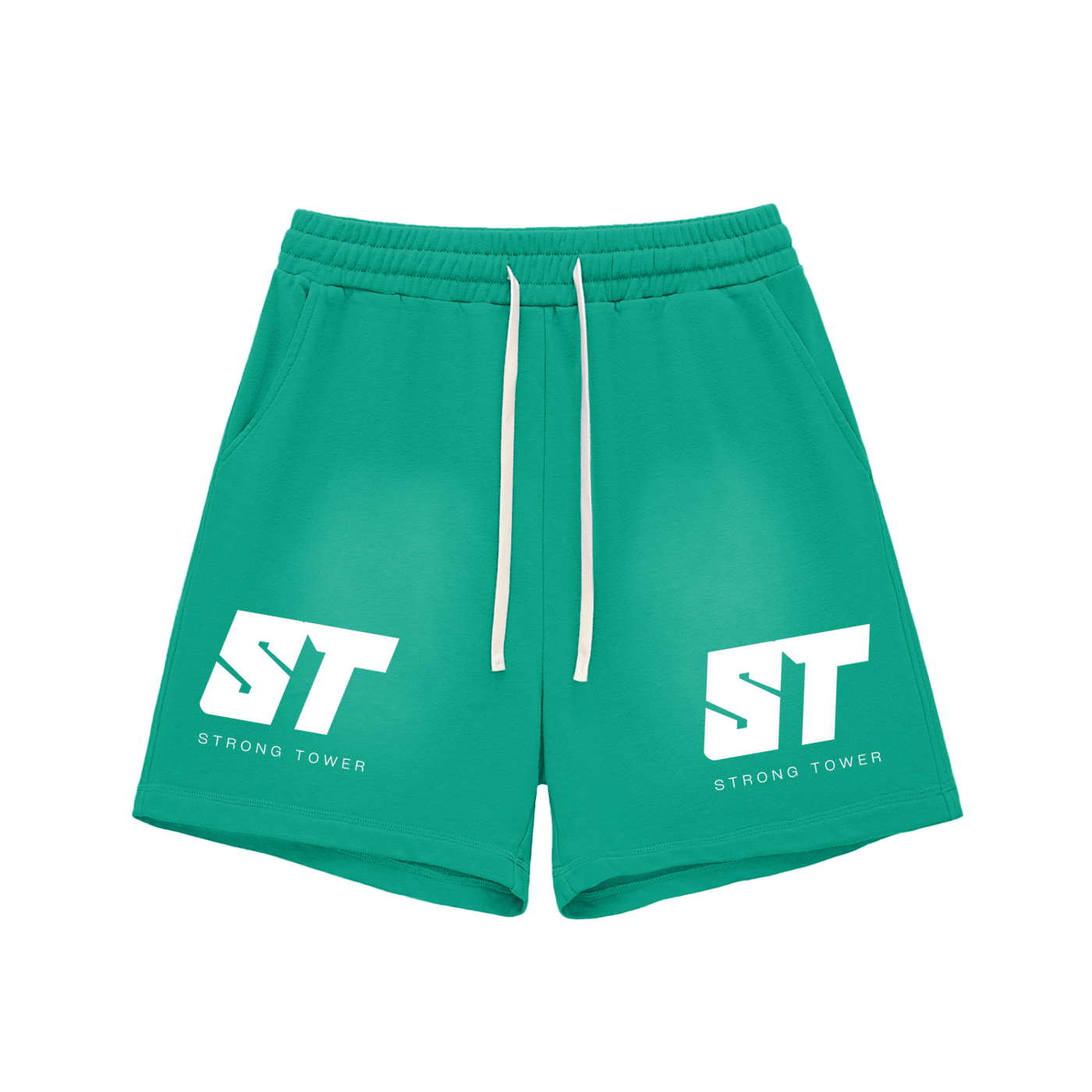 Strong Tower Sun Fade Raw Edge Shorts