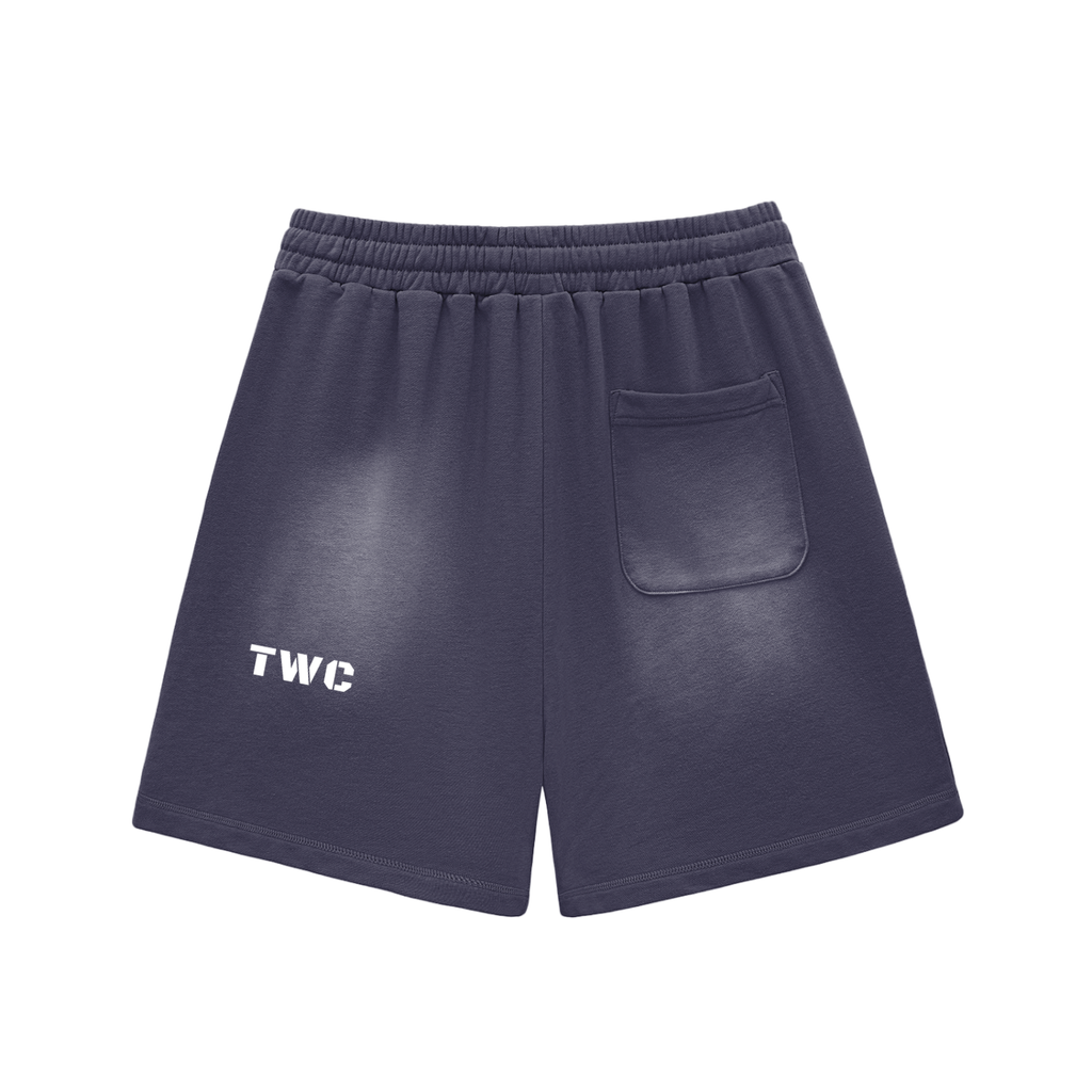 Strong Tower Sun Fade Raw Edge Shorts