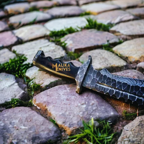 Handforged Damascus Bowie Knife Micarta Handle