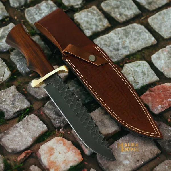 Handforged D2 Steel Bowie Knife Rosewood Handle