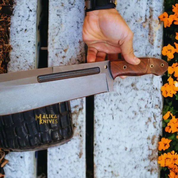 D2 Bowie Knife | Rosewood Handle | Bushcraft Tool.