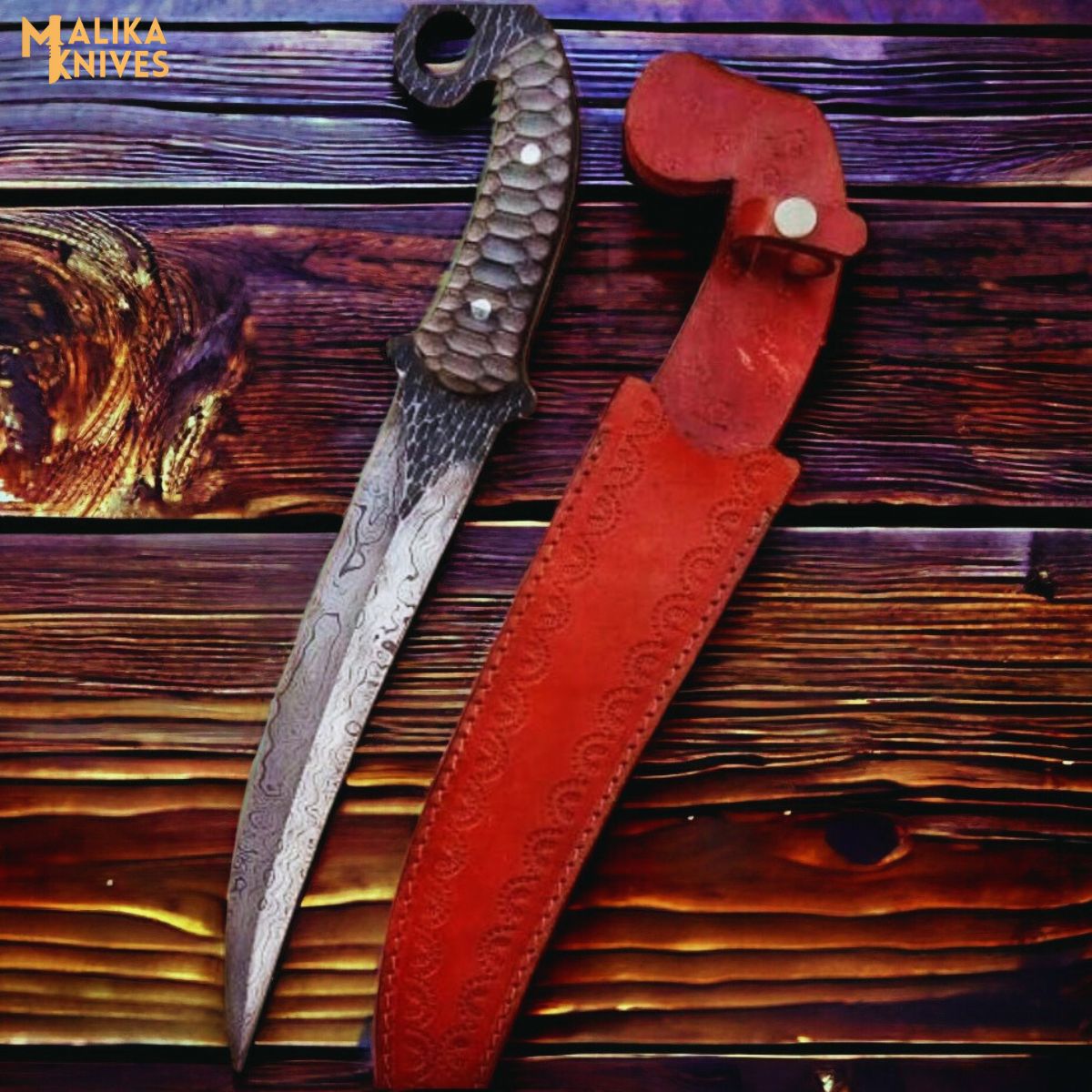 Hand forged Damascus Ringtail Hunting Knife