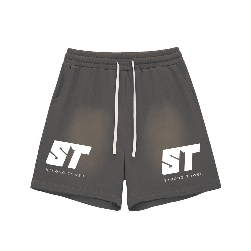 Strong Tower Sun Fade Raw Edge Shorts