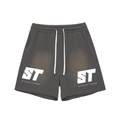 Strong Tower Sun Fade Raw Edge Shorts