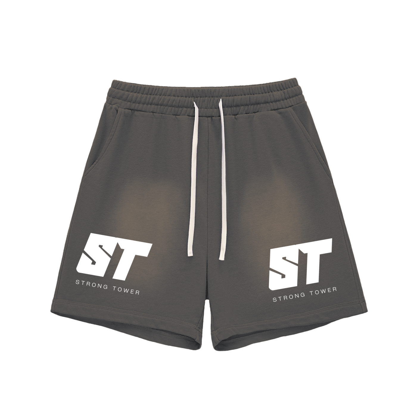 Strong Tower Sun Fade Raw Edge Shorts