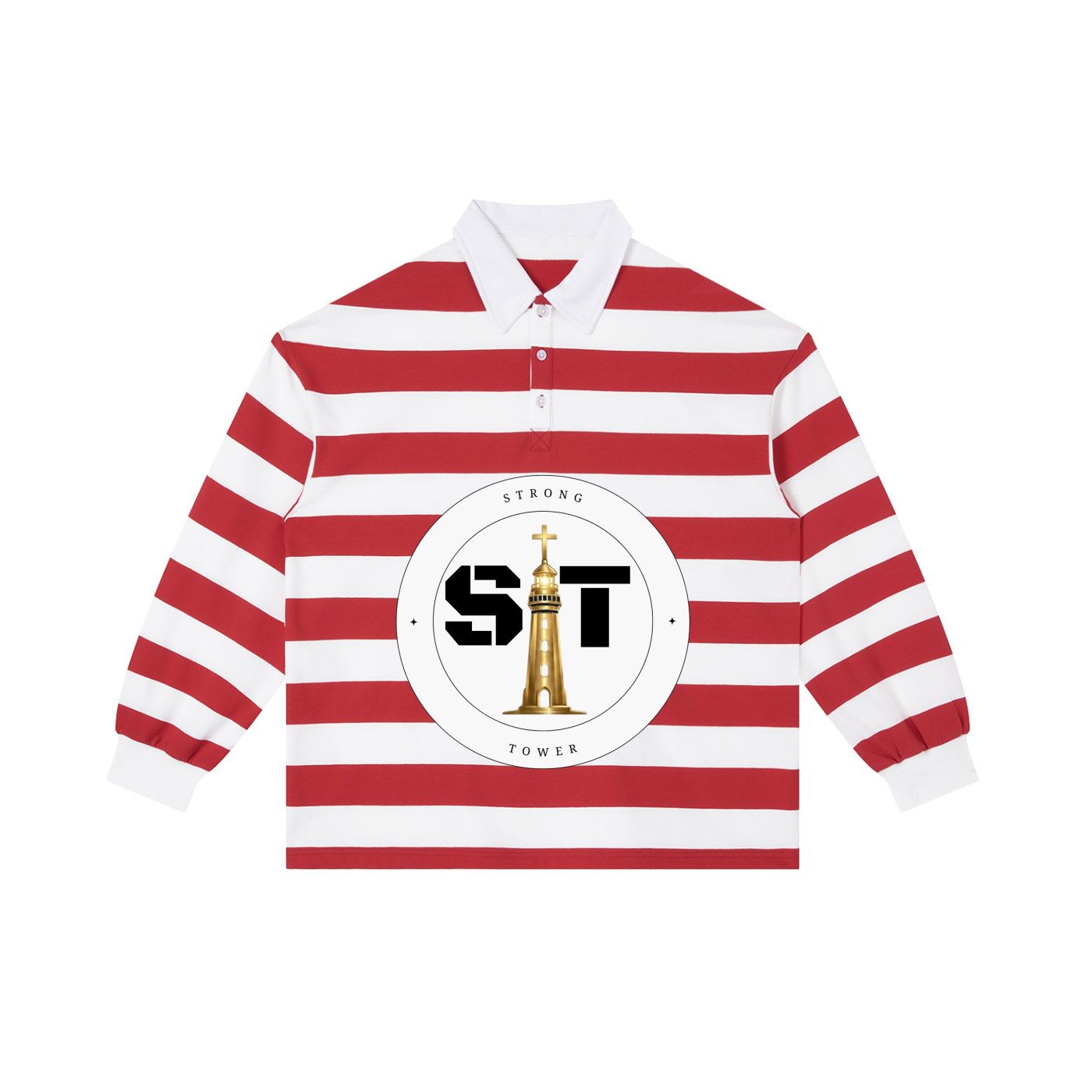 Strong Tower Chosen Color Block Stripe Polo