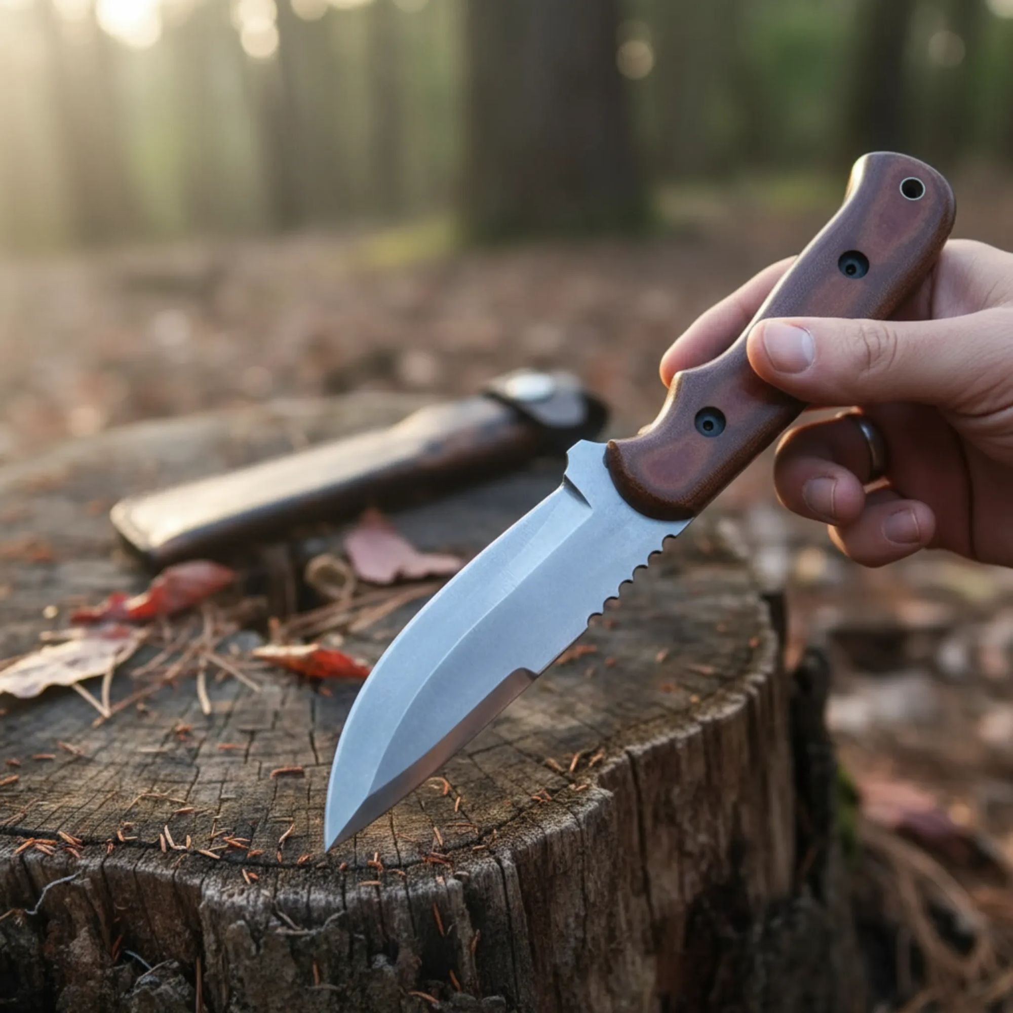 D2 Hunting Knife Blue Creek | Leather Sheath