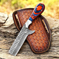 Damascus Bull Cutter Knife VG10 Cowboy Ranch Knife