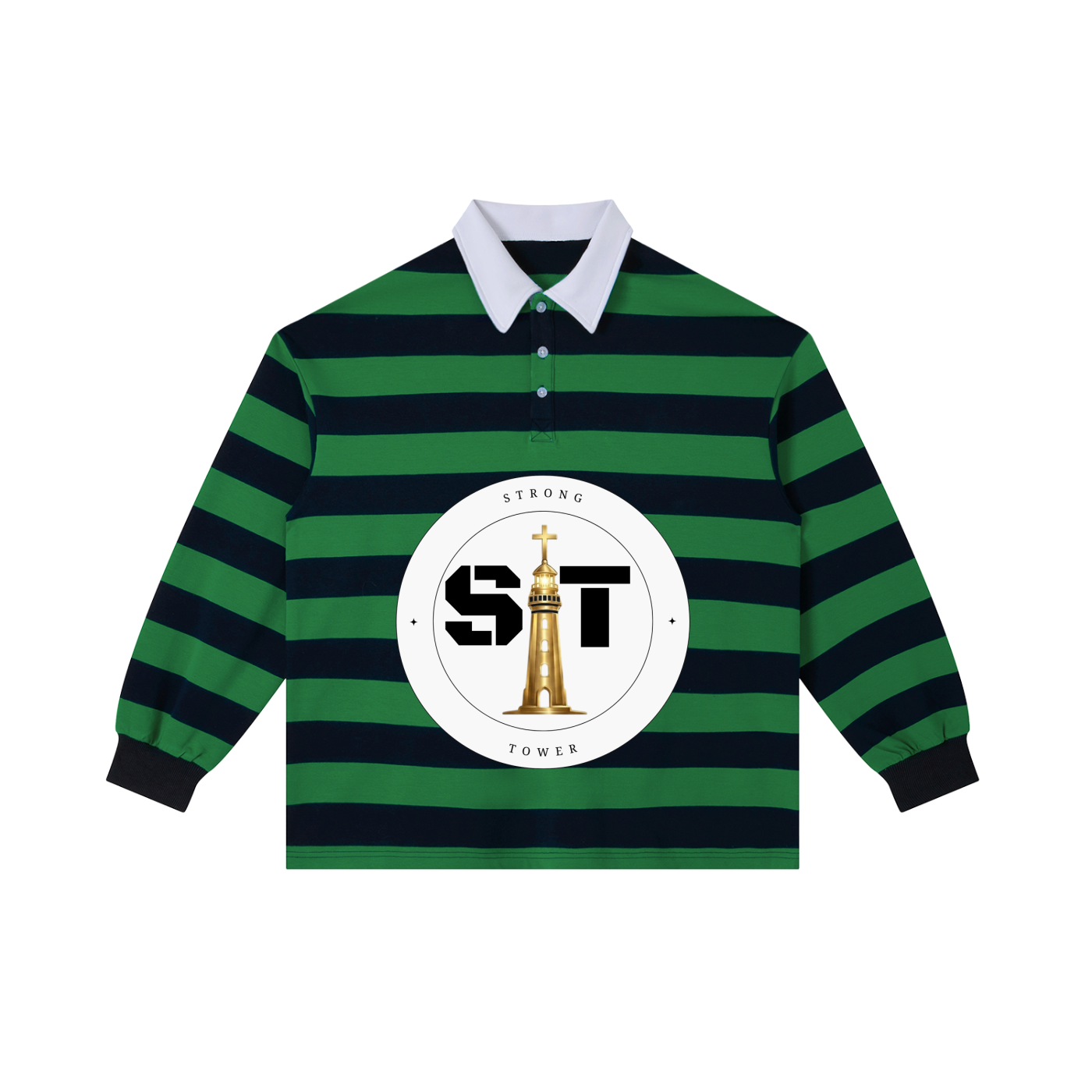 Strong Tower Chosen Color Block Stripe Polo