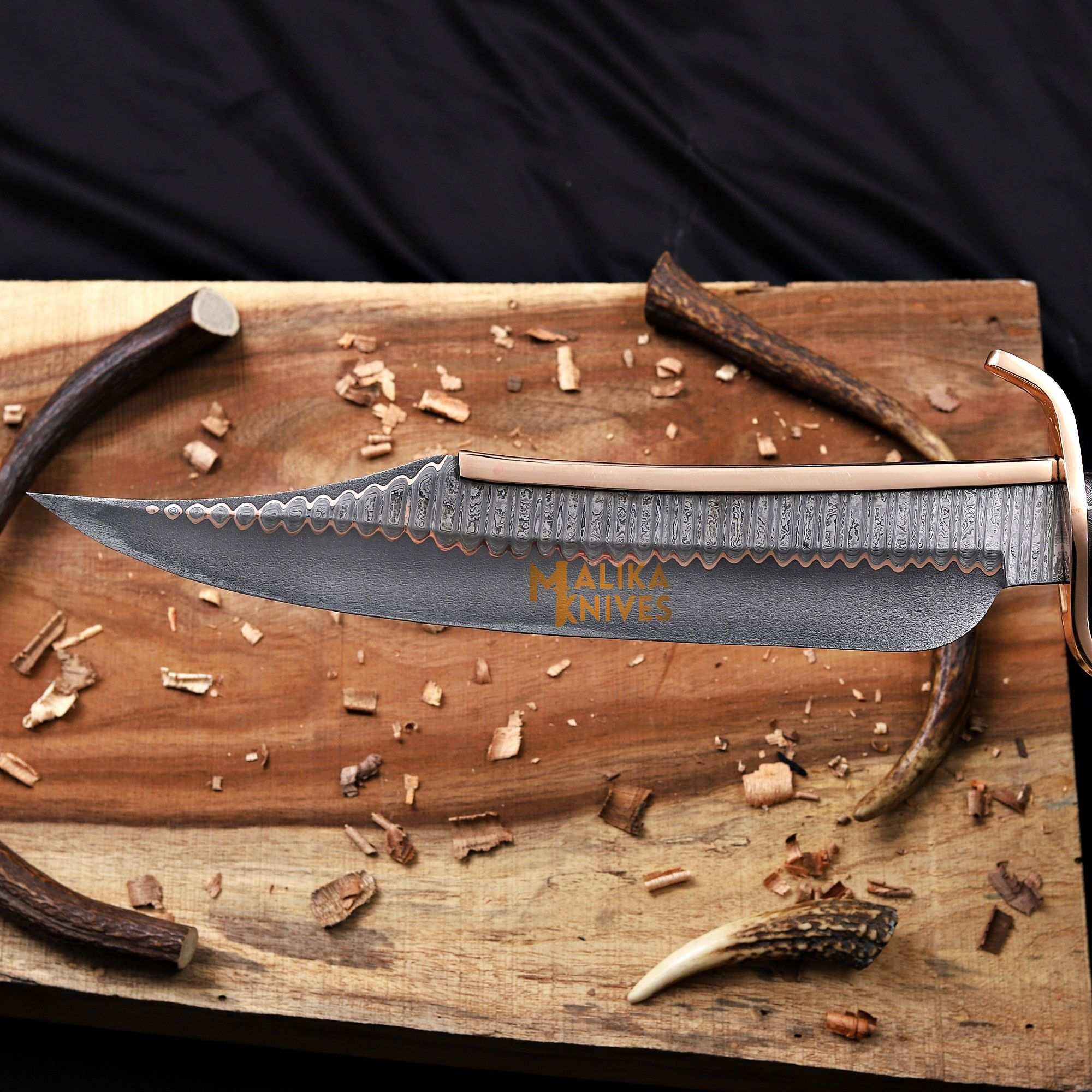 Copper Damascus Alamo Musso Bowie Knife