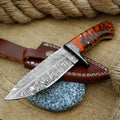 Best Deer Skinning Knife - Feather Damascus Pinecone Handle