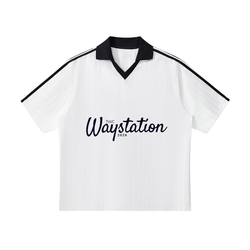 Waystation Original Collar Striped Soccer Jersey-Black