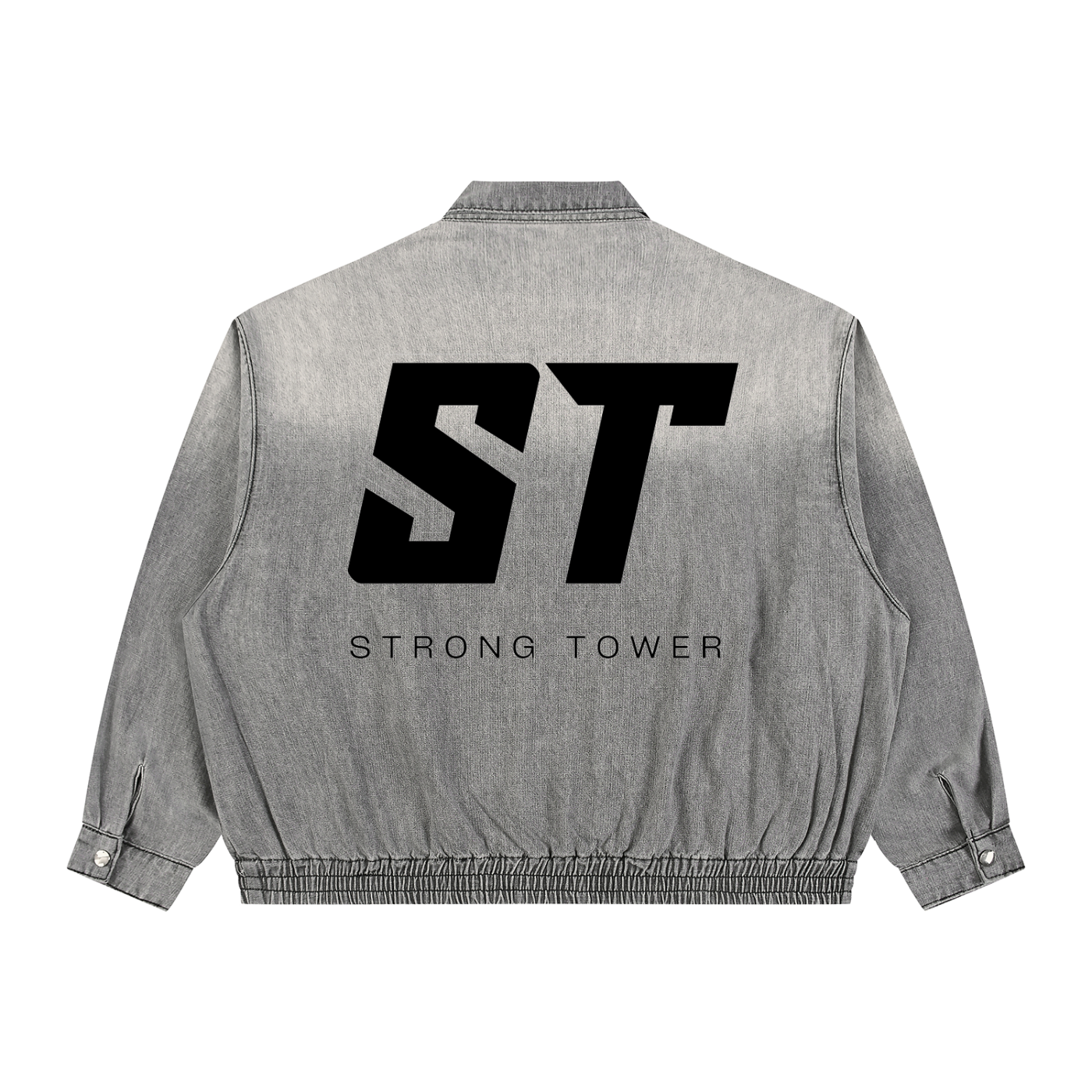 Strong Tower Vintage Wash Full-Zip Denim Trucker Jacket
