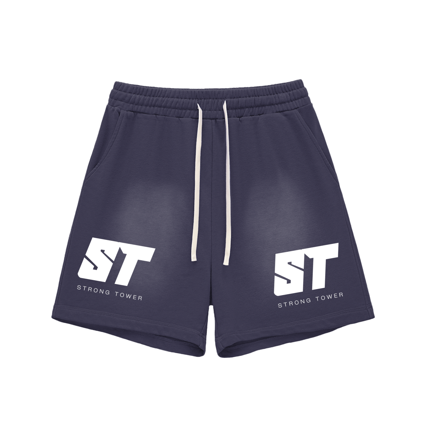 Strong Tower Sun Fade Raw Edge Shorts