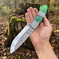Hand Engraved D2 Hunting Knife | Camel Bone Handle