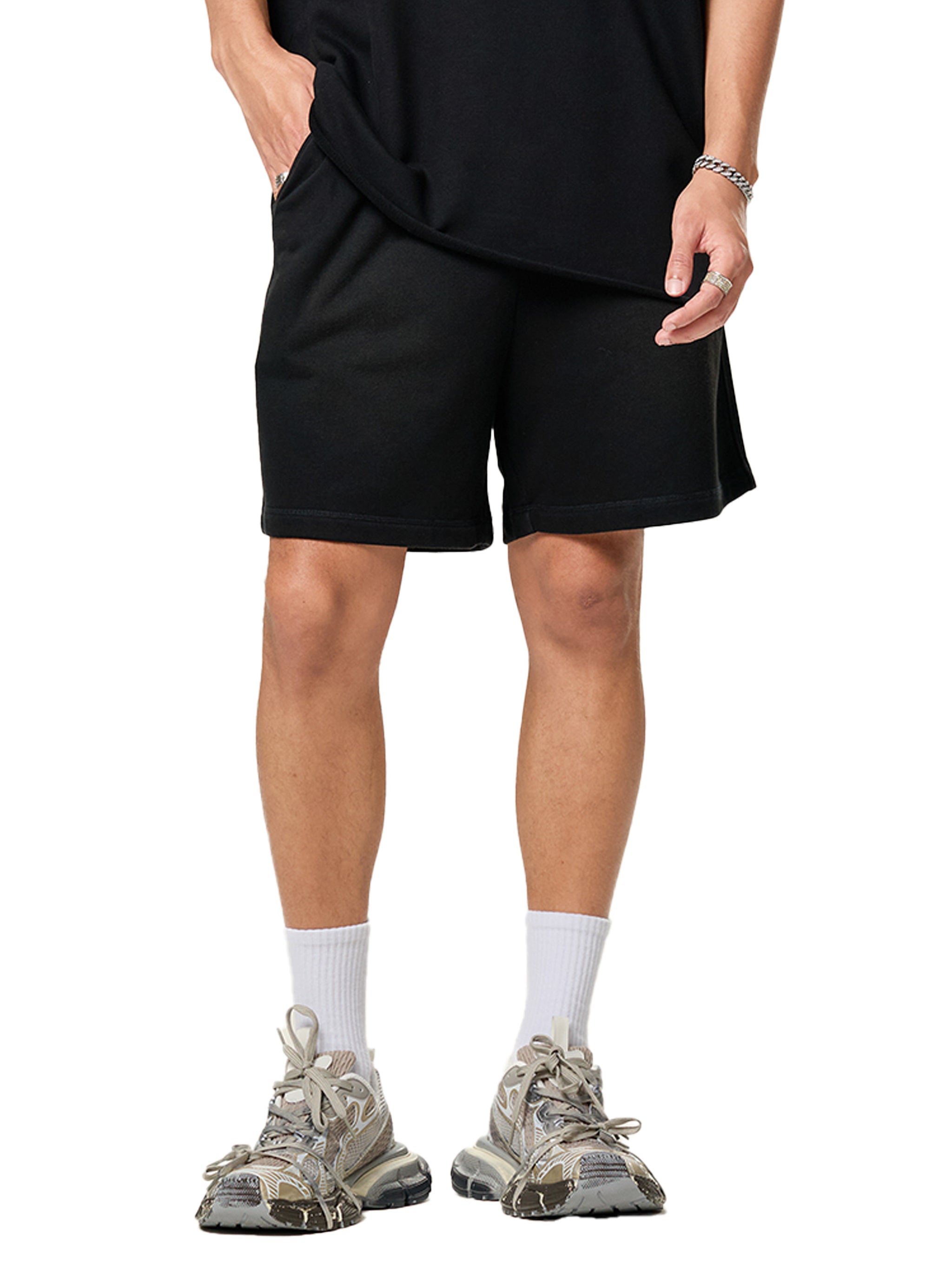 Strong Tower Sun Fade Raw Edge Shorts