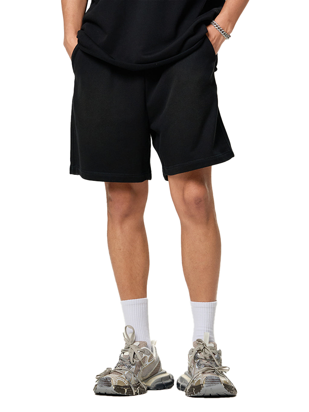 Strong Tower Sun Fade Raw Edge Shorts