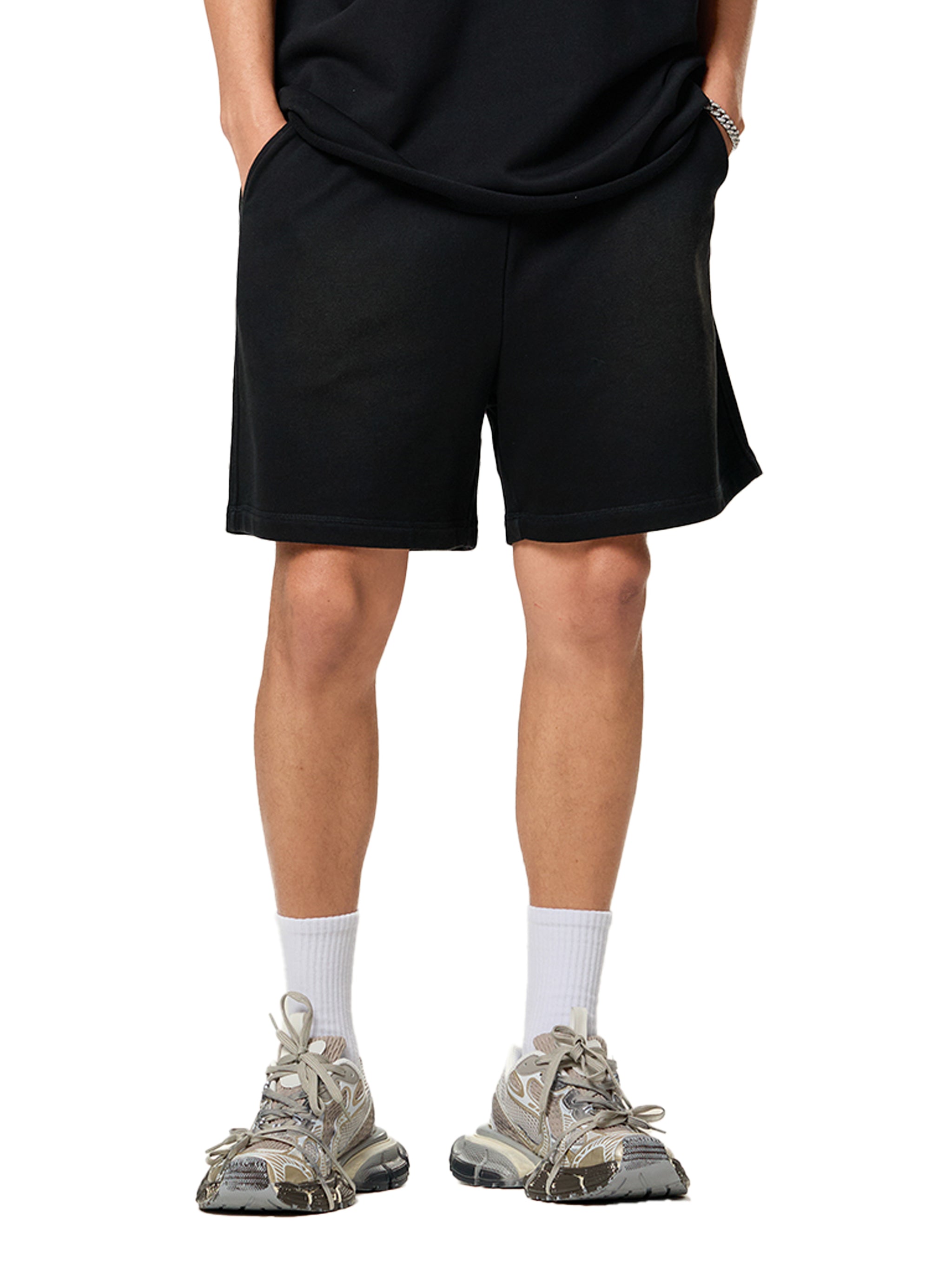 Strong Tower Sun Fade Raw Edge Shorts