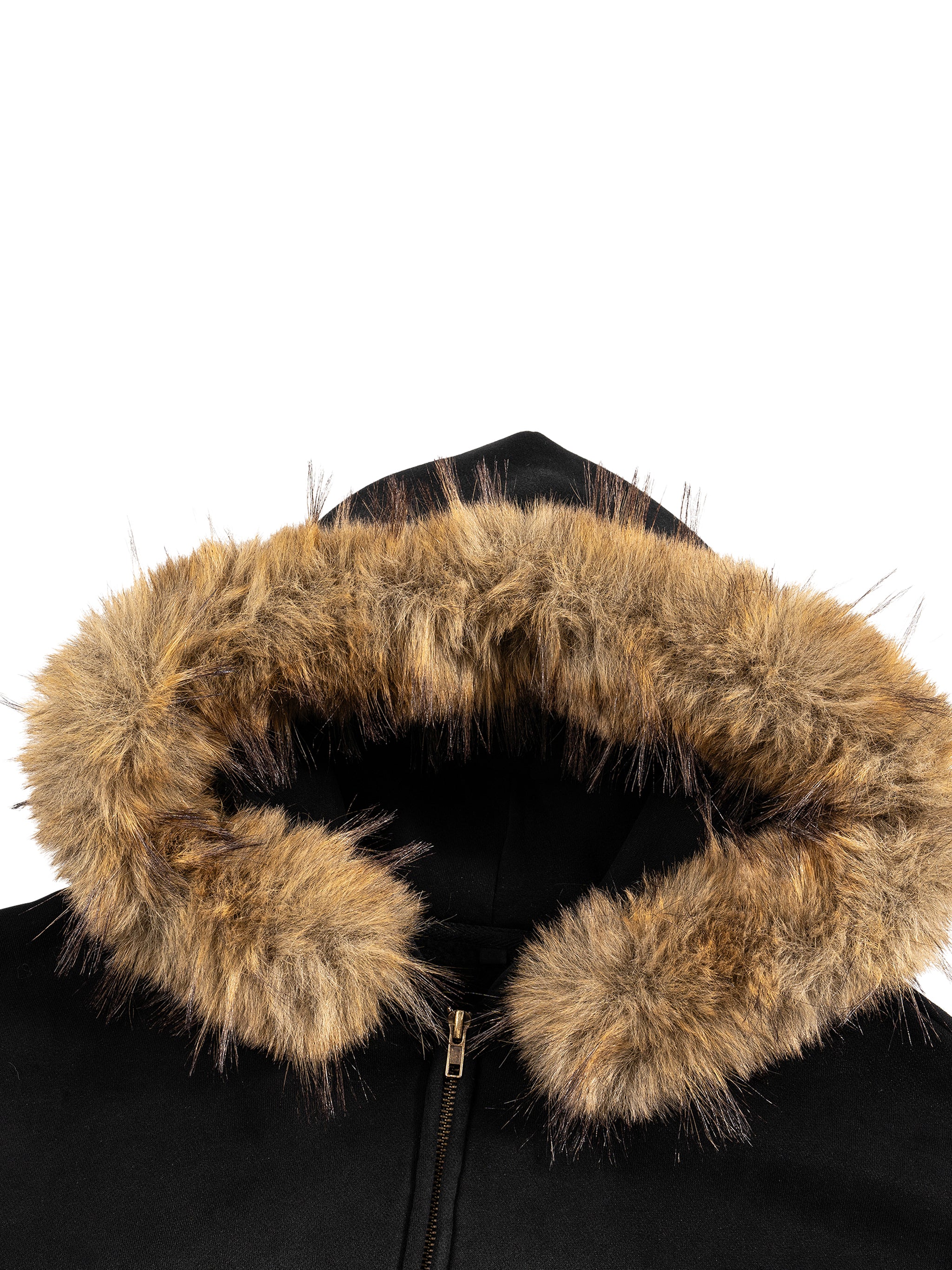 Strong Tower Sun Fade Boxy Detachable Fur Hoodie