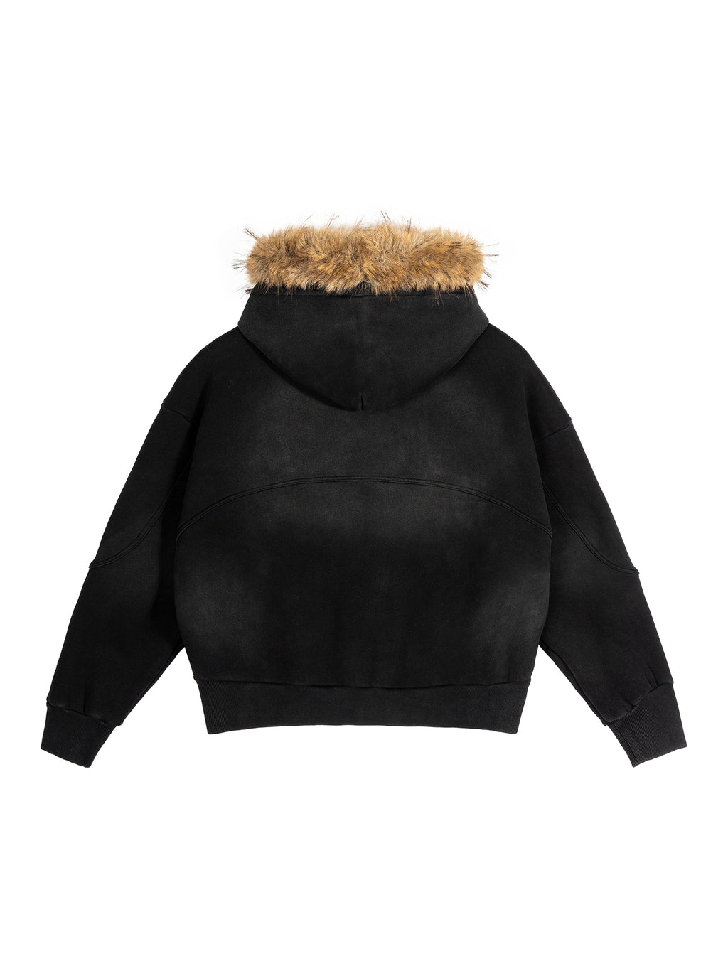 Strong Tower Sun Fade Boxy Detachable Fur Hoodie