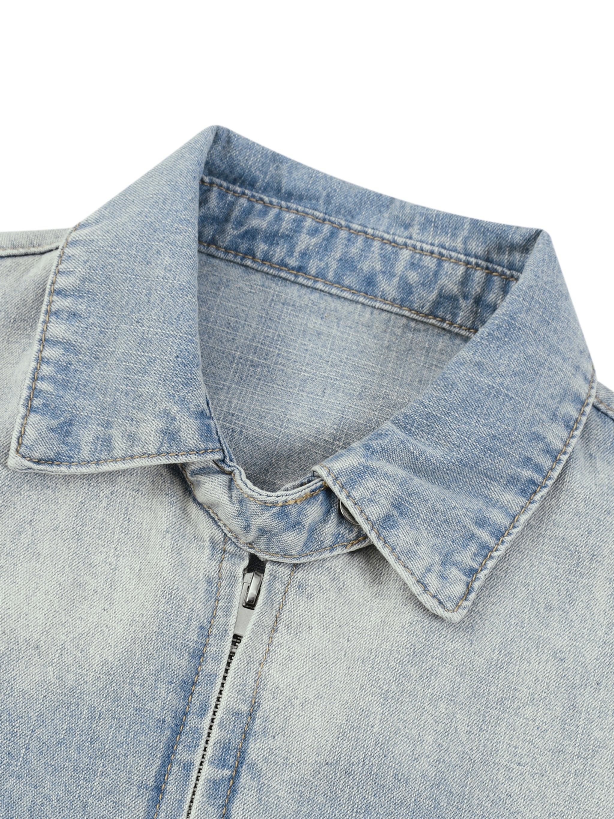 Strong Tower Vintage Wash Full-Zip Denim Trucker Jacket
