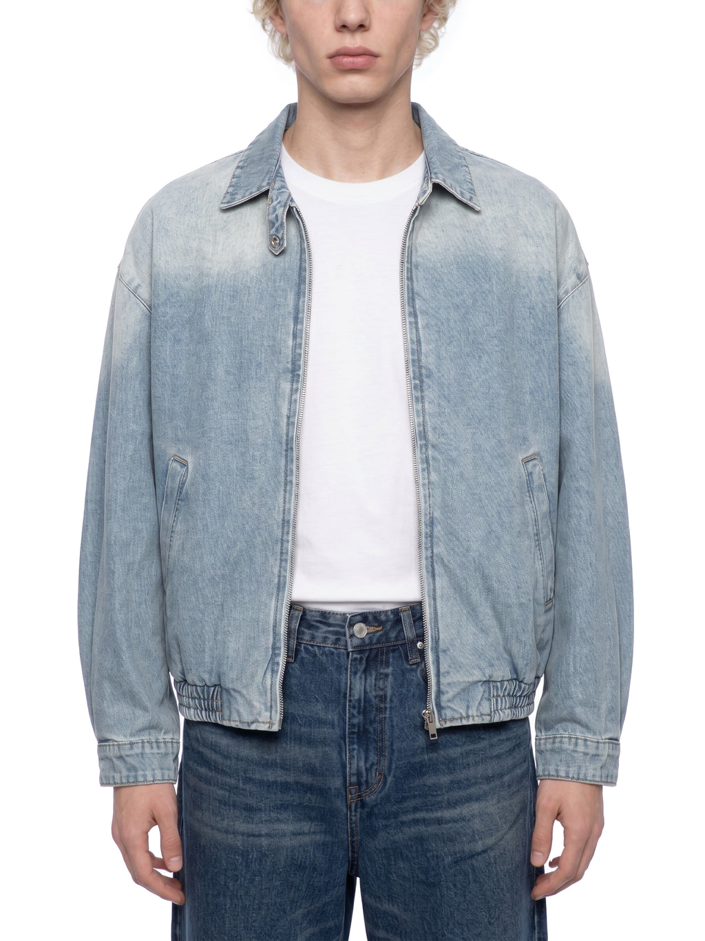 Strong Tower Vintage Wash Full-Zip Denim Trucker Jacket