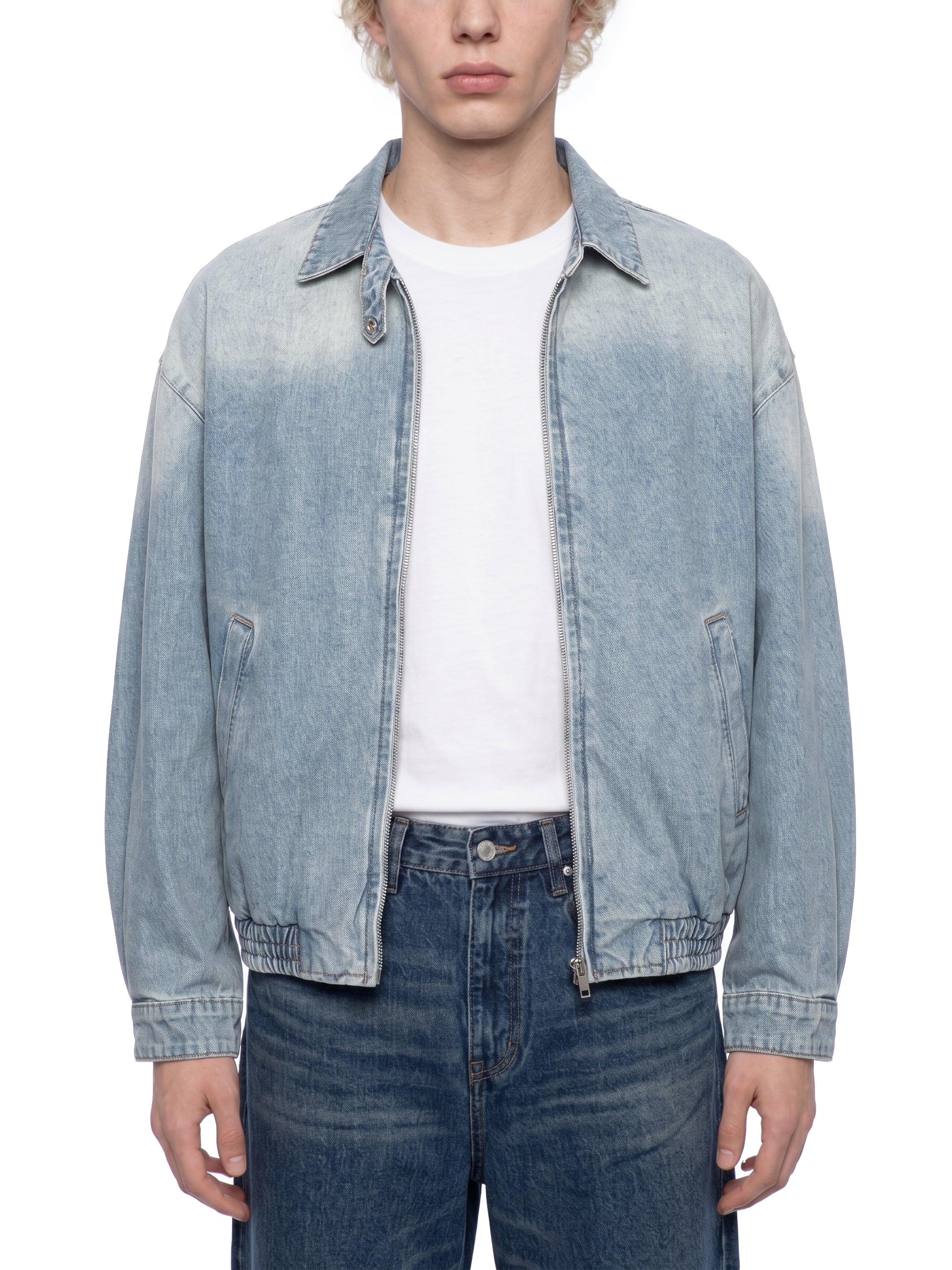Strong Tower Vintage Wash Full-Zip Denim Trucker Jacket