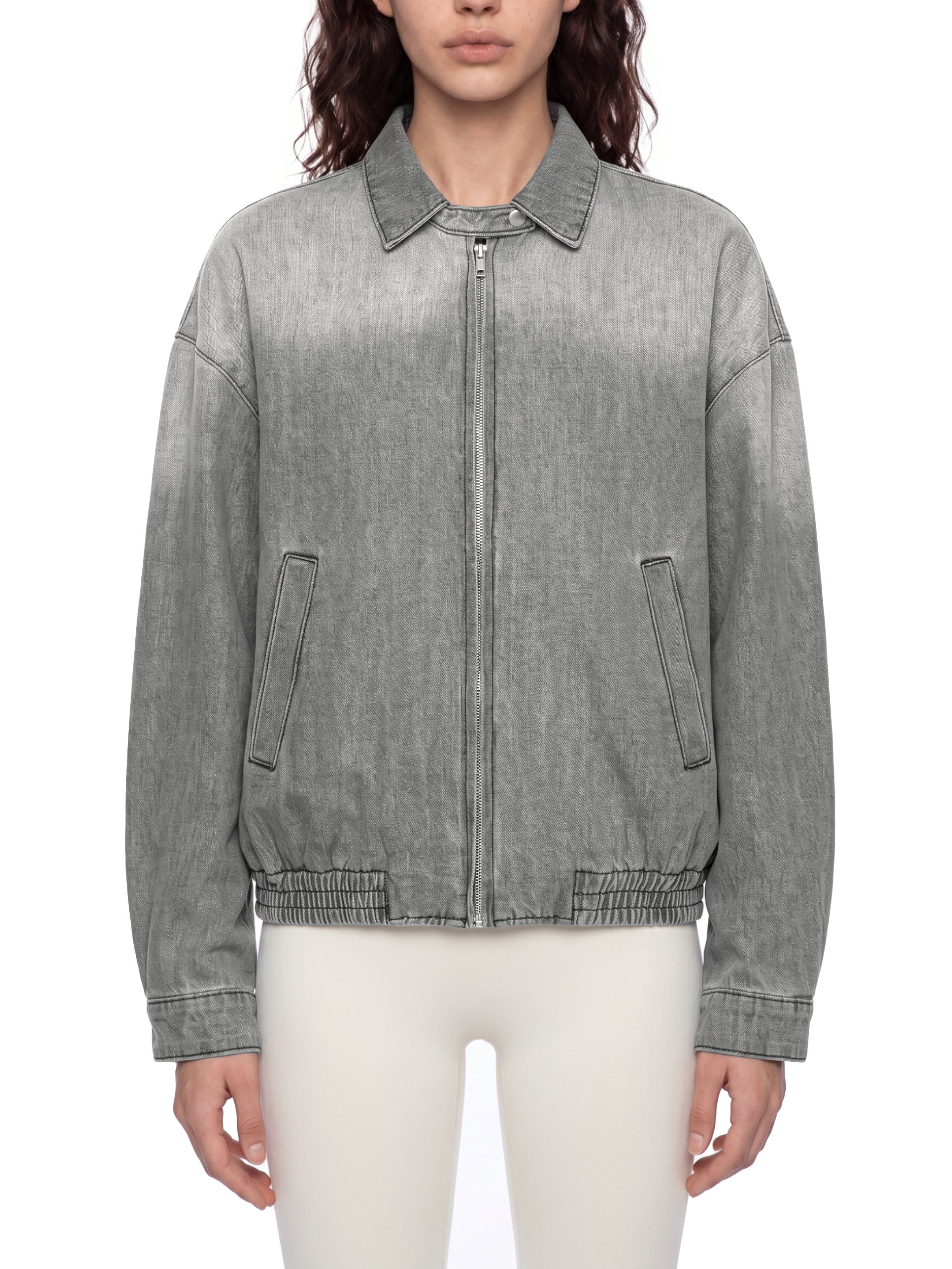 Strong Tower Vintage Wash Full-Zip Denim Trucker Jacket