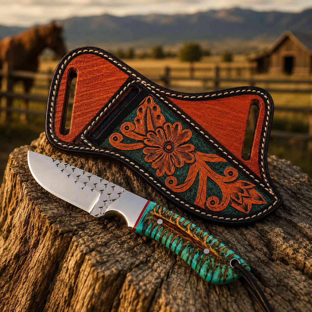 Handmade Ranch Knife | Rasp Steel | Pinecone Handle
