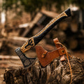 Valknut Viking Axe – Hand-Forged 1075 Steel Bearded Axe, Carved Ash Handle
